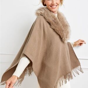 Elegant Tan Rauna with Faux Fur Trim